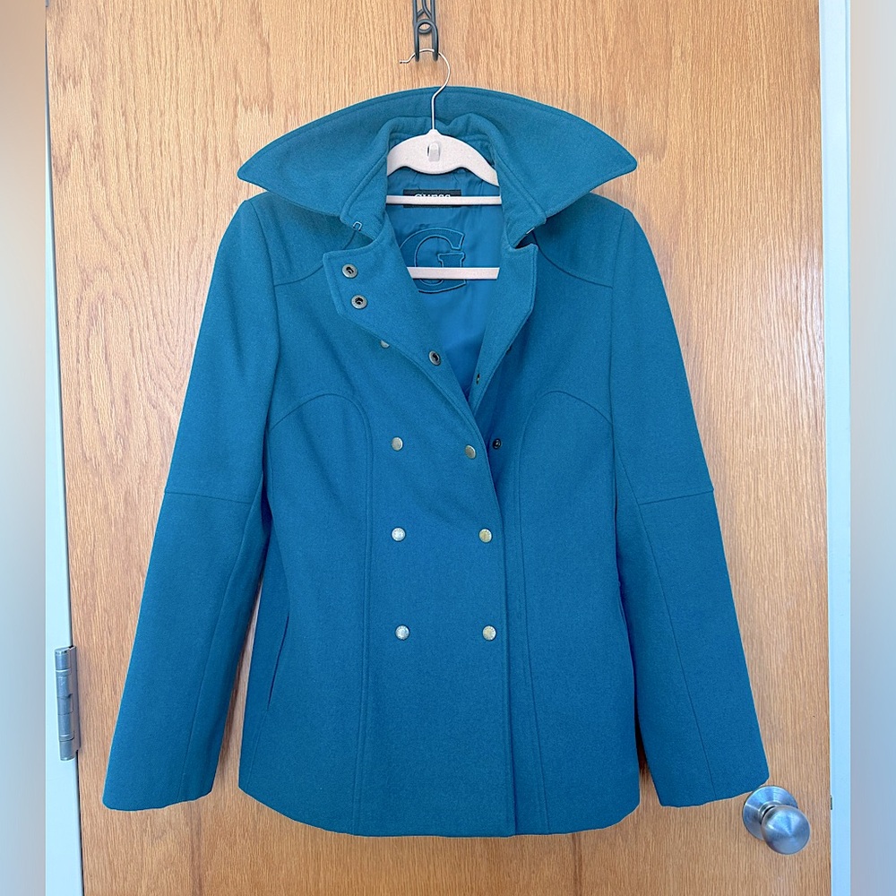 Wool blend Guess peacoat teal with snaps
